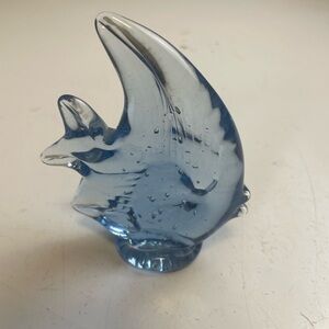 Blue Glass Fish Figurine Paperweight